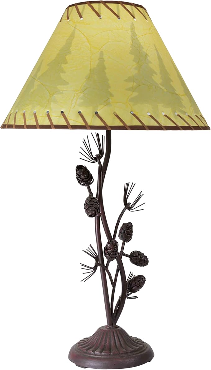 BLACK FOREST DECOR - Metal Pinecone Table Lamp - Farmhouse Lamp for Living Room, Bedroom, Cabin - 26.5" x 8.75" x 6.5" - Bloomnest