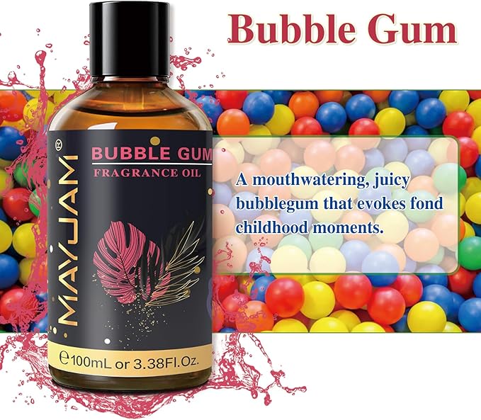 MAYJAM 100ML/3.38FL.OZ Bubble Gum Fragrance Oils with Glass Dropper, Essential Oils for Diffusers for Home, Long Lasting Scented Oils for Diffusers Soap Candle Making - Bloomnest
