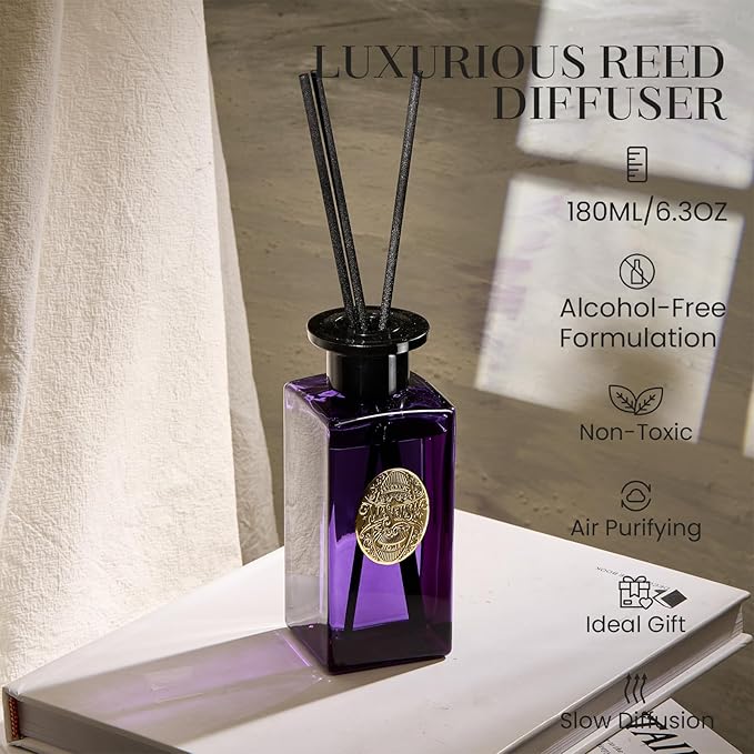 M&SENSE 6.3 oz Large Reed Diffuser Set | Lavender Glow Scent Oil Diffuser with Sticks | Hotel Collection Non-Toxic Essential Oil |for Bedroom Bathroom Living Room - Bloomnest