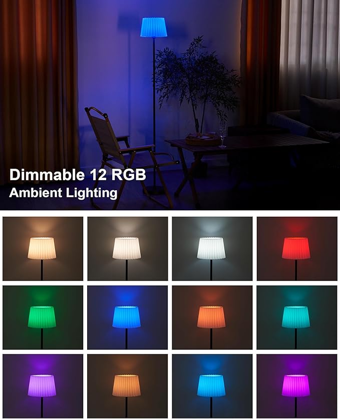 UMEXUS Cordless Rechargeable Floor Lamp for Bedroom, 57" Battery Operated Dimmable Floor Lamp, Small Corner Standing Light with Remote & Timer Portable Bedside Outdoor Patio Kids Room Ambient Lighting - Bloomnest