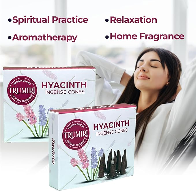 Hyacinth Incense Cones - Total 20 Cone Incense - Dual Pack of 10 Insence Cones - Incense Cones Scented - Cone Incense Scents - Insense Cones - Incent Cone TRUMIRI