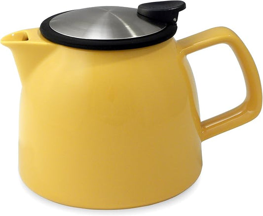 FORLIFE Bell Ceramic Teapot with Basket Infuser, 26-Ounce/770ml, Mandarin - Bloomnest
