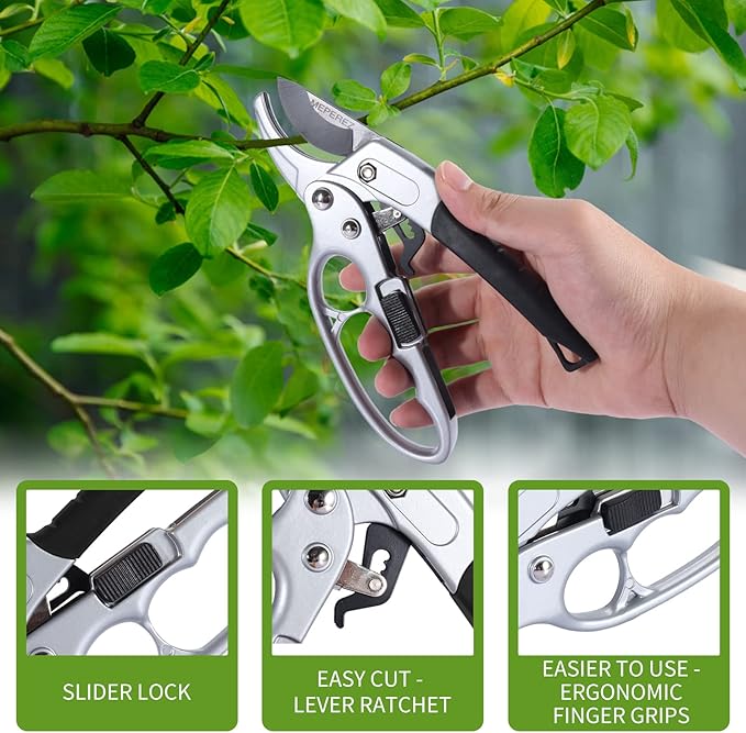 Ultra Sharp Germany Steel Pruning Shears - Cuts 3X Easier, Weak Hand Arthritis Snips, Rust-Resistant, Effortlessly 1-Inch Cut Capacity Garden Scissors, Ergonomic Handle (Black) - Bloomnest