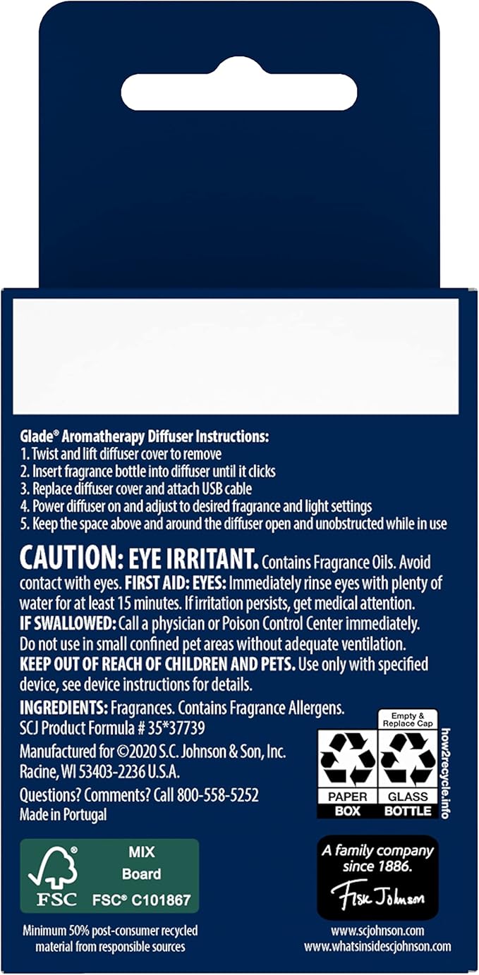 Glade Essential Oil Diffuser Refill, Use with Cool Mist Aromatherapy Diffuser, Air Freshener for Home, Find Clarity Scent with Notes of Bergamot & Lemongrass, 0.56 Fl Oz - Bloomnest
