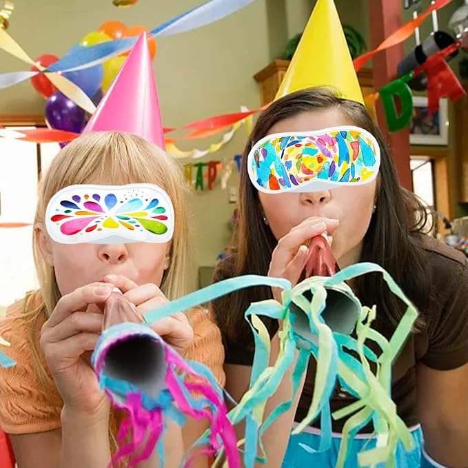 30 PCS Eye Mask Sleepover Party Supplies Slumber Party Favors for Girls Pajama Party Decorations Sleep White Soft Shade Blindfold Eye Covering Color The Bulk Game Stuff with 8 PCS Fabric Marker Pens - Bloomnest