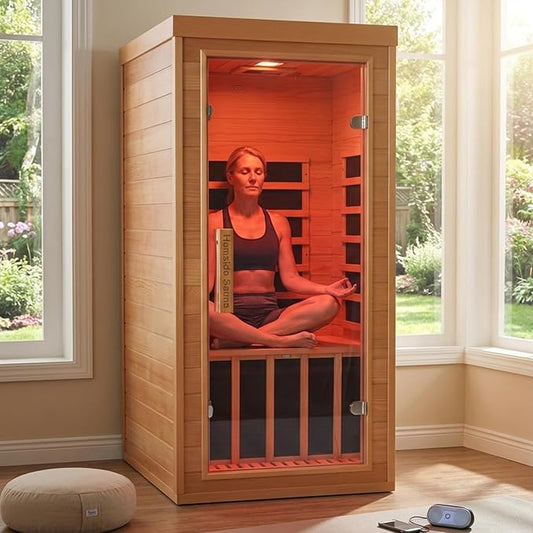 Homsido Red Light Therapy Infrared Sauna, 1300W 110V Indoor Wood Dry Sauna with Carbon Crystal Heaters, Red Light Therapy Lamp,Home Use for Post-Workout Recovery, Spa Relaxation, for Women Men HomsidoFurniture