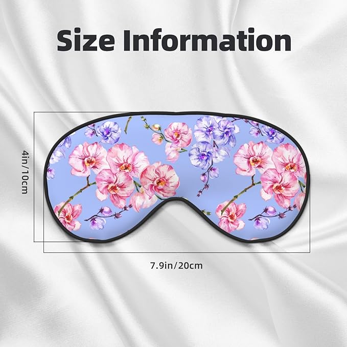 Purple Pink Orchid Flower Sleep Mask - Art Silk, Breathable, Adjustable, Skin Friendly - 4" x 8" - Adult, Floral Pattern - Bloomnest