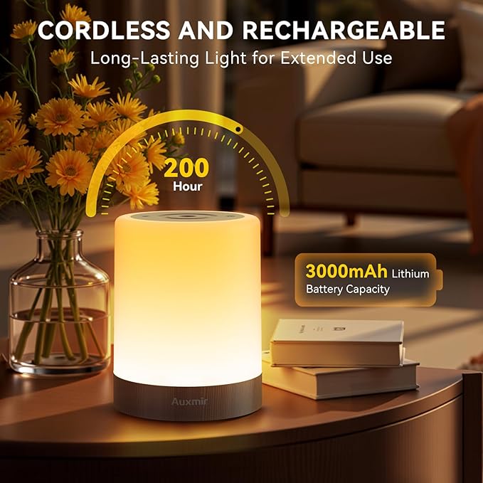 Night Light for Kids Baby, Dimmable Touch Lamp for Nursery, 11 RGB Colors 5 Brightness, Portable Rechargeable Bedside Table Lamp for Nightstand, Kids Night Light for Bedroom Living Room, Dark Brown - Bloomnest