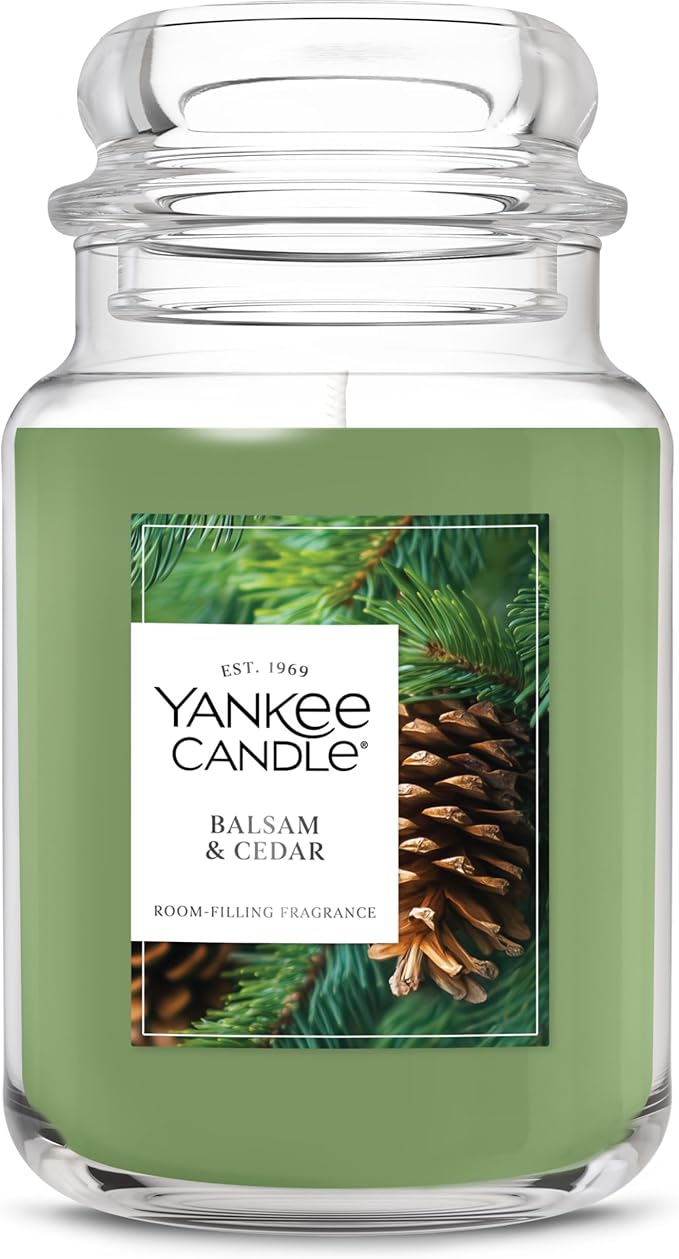 Yankee Candle, Balsam & Cedar Fall Scented Candle, 22oz Large Jar with up to 150 Hour Burn Time - Bloomnest