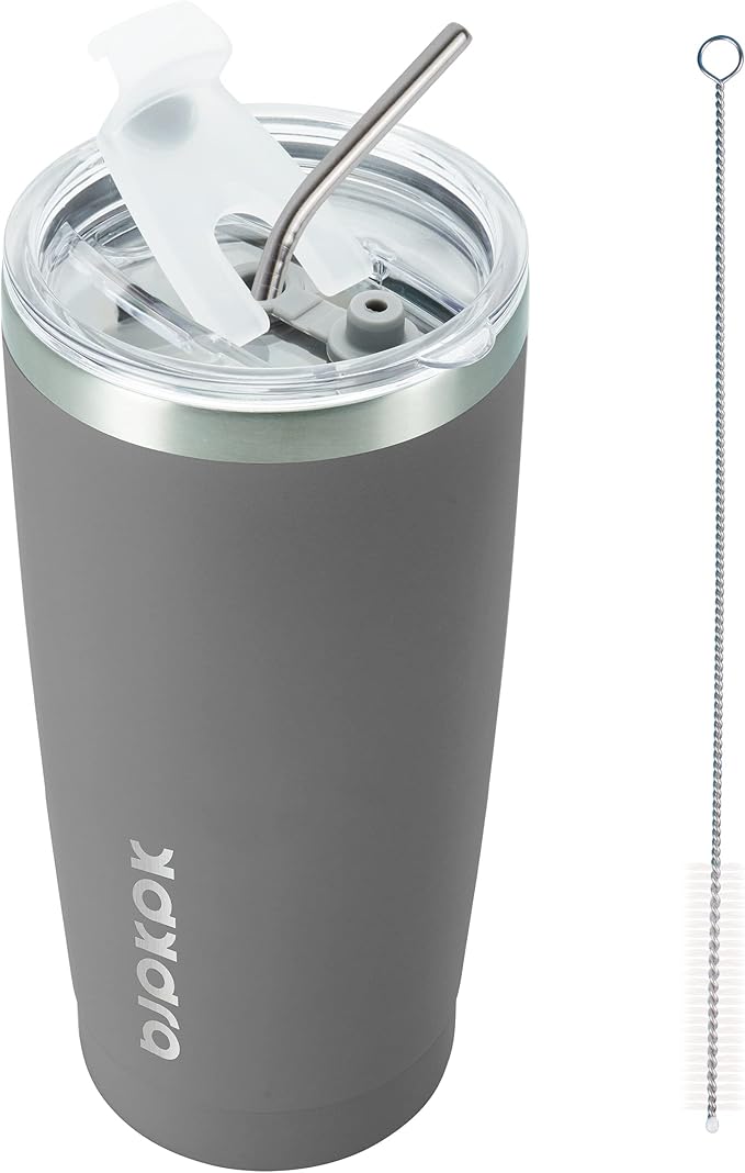 BJPKPK 20 oz Insulated Tumbler With Lid And Straw Stainless Steel Tumblers Coffee Mug Thermal Cup For Women And Men,Gray - Bloomnest