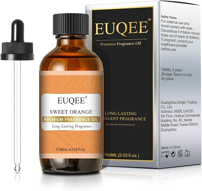 EUQEE Sweet Orange Fragrance Oil 60ml with Glass Dropper, Essential Oils for Diffusers, Candle & Soap Making, Home Scents, Bath Bombs (2.02 Fl oz) - Bloomnest