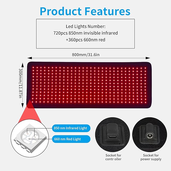 LED Light Therapy Device Pad Full Body Covered pad 660&850nm,Home use Red Light Therapy or Near Infrared Light Therapy cabpay