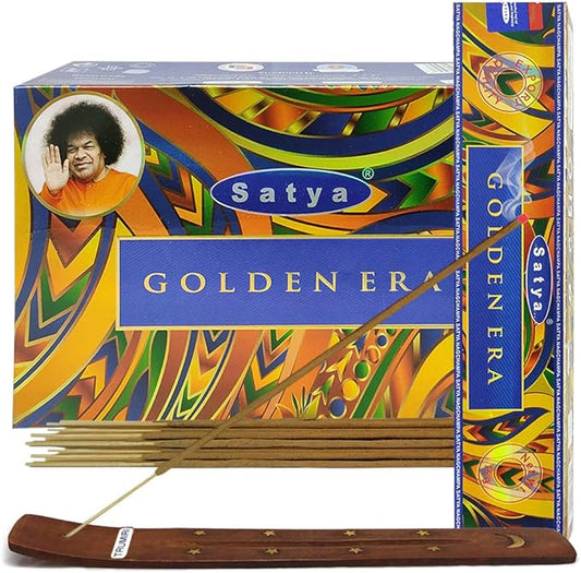 Golden Era Incense Sticks and Incense Stick Holder Bundle Insence Insense Satya - Bloomnest