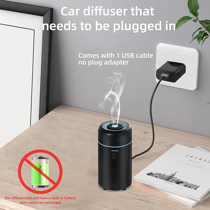 Car Aromatherapy Diffusers for Essential Oils，Mini USB Air Scent Small Humidifier with 7-LED Color Changing for Car Room Home Office Bedroom - Bloomnest