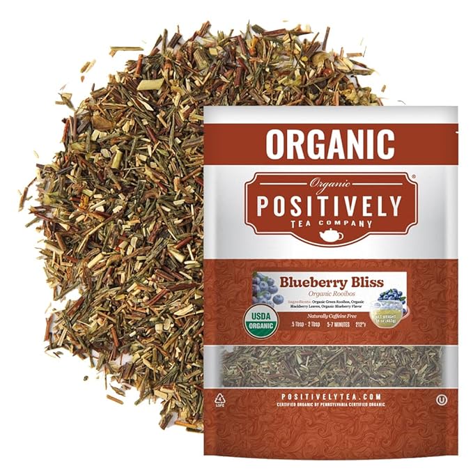 Organic Positively Tea Company, Blueberry Bliss Rooibos Tea, Loose Leaf, 16 Ounce - Bloomnest