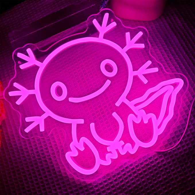 Axolotl Neon Sign Dimmable Axolotl Led Sign Light for Wall Decor axolotl Neon Light Up Sign for Party Home Office Children Bedroom Christmas Gift - Bloomnest