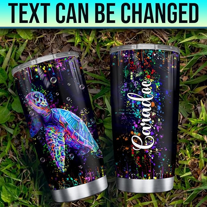Wassmin Sea Turtle Tumbler Personalized Tumblers 20oz 30oz With Custom Name Watercolor Turtles Gifts For Women Girls Tumblers Stainless Steel Coffee Travel Mug Cup Birthday Christmas Stuff Gifts - Bloomnest