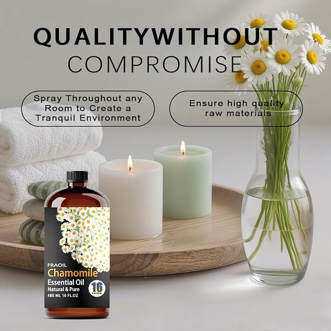 Chamomile Essential Oil, Chamomile Oil 16 Fl Oz 480 ML for Diffuser Humidifier Yoga Cleaning DIY Candle Soap Making Perfume Gift for Women Essential Oils - Bloomnest