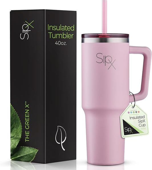 SIPX™ Insulated Tumbler With Lid And Straw, 40oz. Tumbler With Handle Keeps Cold 12 Hours, Water Bottle Thermos With Lid, BPA-Free Reusable Insulated Coffee Tumblers, Travel Mug Great For Beach Party - Bloomnest