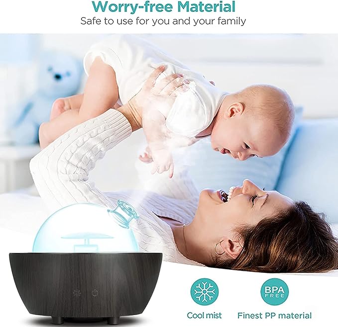 280ml Glass Essential Oil Diffuser Aromatherapy Diffusers Ultrasonic Cool Mist Humidifier with 2 Mist Modes & 7 Color LED Lights and Waterless Auto Shut-Off for Home Office Spa Bedroom,Dark Wood Grain - Bloomnest