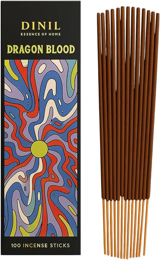 Dinil Dragons Blood Incense Sticks – 100 Sticks | Hand-Rolled, Charcoal-Free | Clean Burn, Low Smoke | Aromatic Incense for Meditation, Yoga & Home Fragrance Dinil