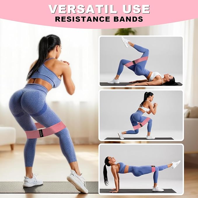 Resistance Bands for Working Out, Fabric Loop Exercise Bands for Legs and Butt, Workout Bands Set for Women and Men, 3 Booty Bands for Yoga, Pilates and Fitness - Bloomnest