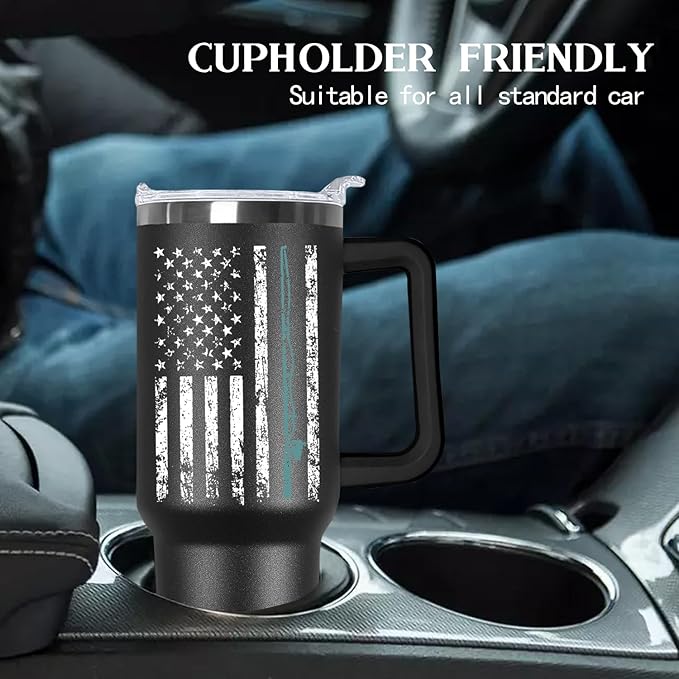 40 oz Fishing Tumbler for Men - Stainless Steel Insulated Mug with Handle, Lid & Straw, Fishing Gear Accessories, Perfect Gifts for Anglers, Dad, Grandpa, Fishermen on Birthday/Father’s Day/Christmas - Bloomnest