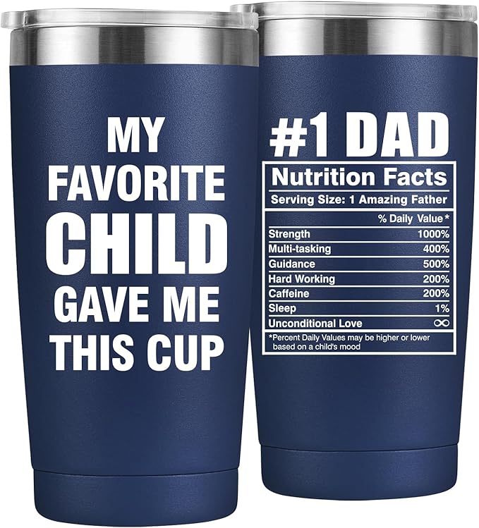 MASGALACC Birthday Gifts For Dad From Daughter, Son, Kids - Husband Present Ideas for Bonus-Dad, Valentines Father Day Christmas - 20 Oz Tumbler, Navy Blue
