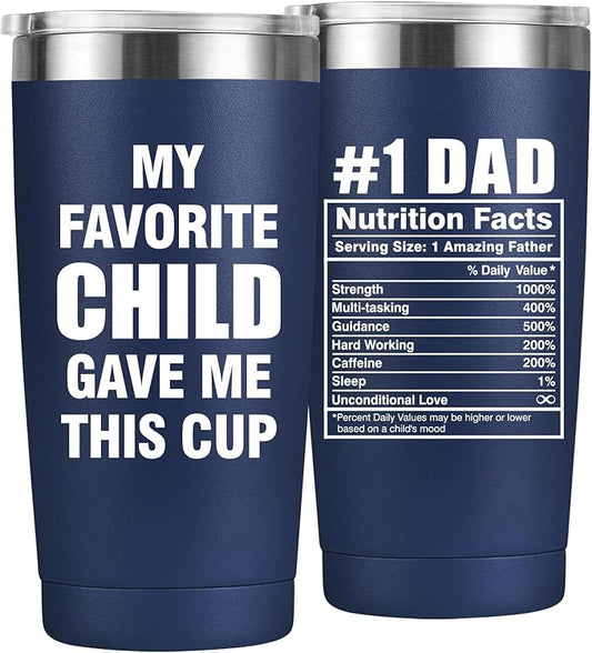 MASGALACC Birthday Gifts For Dad From Daughter, Son, Kids - Husband Present Ideas for Bonus-Dad, Valentines Father Day Christmas - 20 Oz Tumbler, Navy Blue