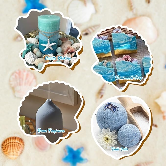 Summer Essential Oils Set, ARVIDSSON Tropical Fragrance Oil for Candle Making, Diffuser Scented Oil - Ocean Breeze, Pina Colada, Fresh Cotton, Pink Island, Plumeria, Coconut - Bloomnest