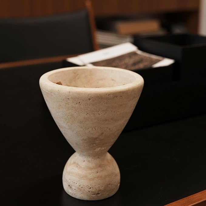 Wild Works Vintage Travertine Cave Stone Incense Mid-Ancient Minority Abstract Geometric Ornament Home Decor Indoor