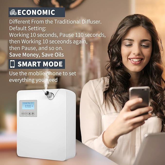 JCLOUD Smart Scent Air Machine with Cold-Air Tech for Home, Hotel Scent Diffuser, Waterless Essential Oil Diffuser 300ML, HVAC Scent Diffuser for Essential Oils for Large Room, Office, Spa - Bloomnest