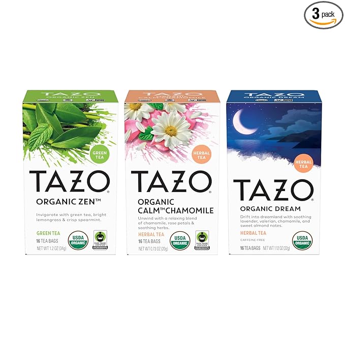 TAZO Tea Bags, Regenerative Organic Zen, Calm Chamomile & Herbal Organic Dream 16 CT (1ea) (Variety Pack) - Bloomnest