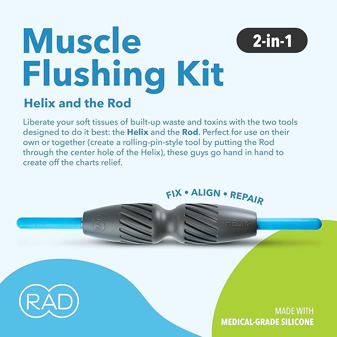 RAD 2-in-1 Muscle Flushing Kit – Includes Exercise Foam Roller & 21in Massage Roller Stick – Deep Tissue Myofascial Release, Muscle Recovery Tools for Mobility & Performance - Bloomnest