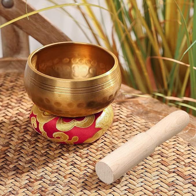 Tibetan Singing Bowl Set - Meditation Sound Bowl Cushion with Wooden Striker for Yoga, Meditation & Relaxation, Mindfulness,Chakra Healing, Stress Relief, Self-Regulation - Bloomnest