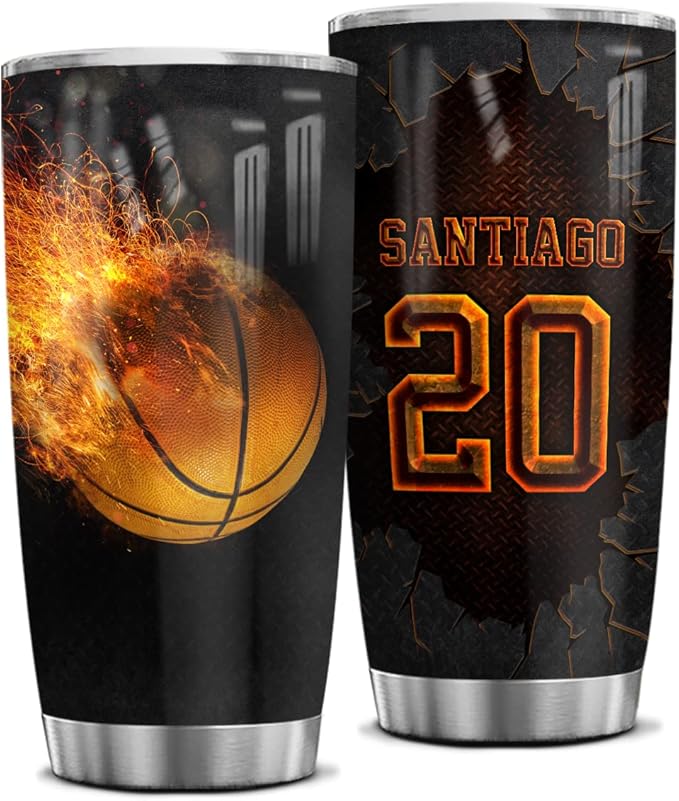 Wassmin Personalized Basketball Tumbler Sports Cups With Lids Gifts For Players Lovers Fan Coach Stainless Steel Insulated Tumblers 20oz 30oz Coffee Travel Mug Birthday Christmas Presents - Bloomnest
