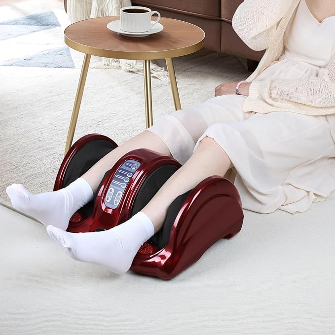 H&B Luxuries Shiatsu Foot Massager Machine with Remote Controller, Kneading and Rolling Home Massagers for Feet, Ankle, Calf, Leg, Ideally for Men, Women, Father, Mom Parents and The Elderly, Red