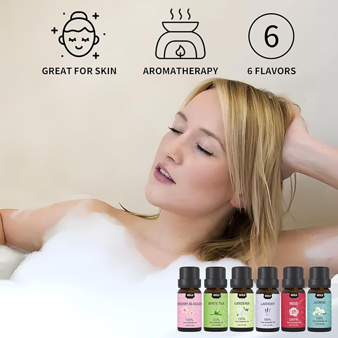Essential Oils Set- Essential Oils for Diffuser for Home,Diffuser Oils Scents for Aromatherapy,Laundry,Candle&Soap Making,Humidifiers 6 X 10 ML - Bloomnest