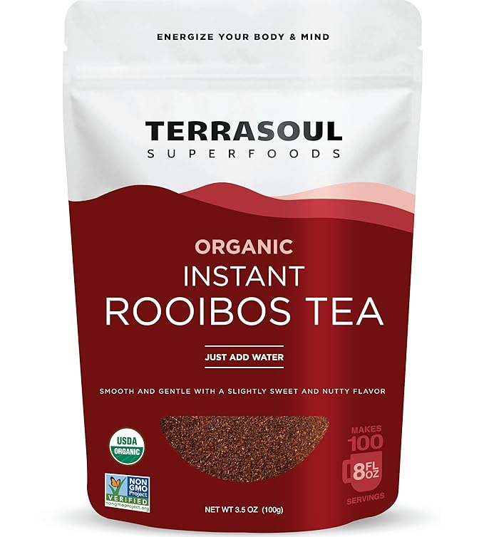 Terrasoul Superfoods Organic Instant Rooibos Tea, 3.5oz – Naturally Caffeine-Free Herbal Tea, USDA Organic & Antioxidant-Rich - Bloomnest