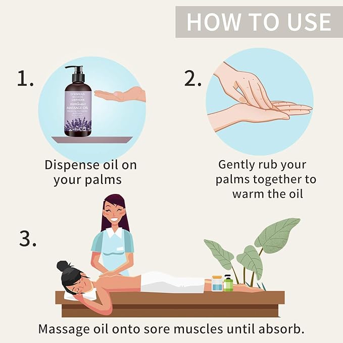 Massage Oil with Lavender and Peppermint Massage Oil for Skin Moisturizing Body Oil Lavender Oil for Men and Women 10.2 fl.oz - Bloomnest