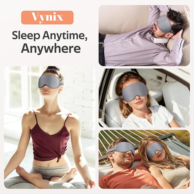 Sleep Mask for Men Women - 100% Blackout Eye Masks for Sleep - 3D Soft Sleeping Mask for Side Sleepers - Zero Pressure Lash Extensions Eye Cover Shade for Airplane Travel Essentials, Grey - Bloomnest