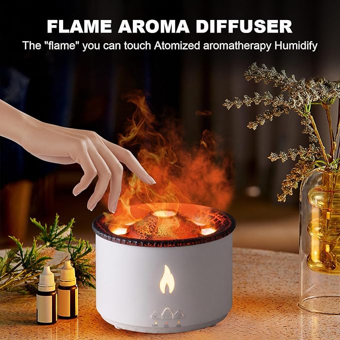 MINGPINHUIUS Volcano Humidifier Aromatherapy Essential Oil Diffuser, 2 Mist Modes: Flame and Volcano, Large Capacity with Timer Waterless Auto-Off for Home, Office, Yoga, or Gym (Red & Blue) MINGPINHUIUSFeatured