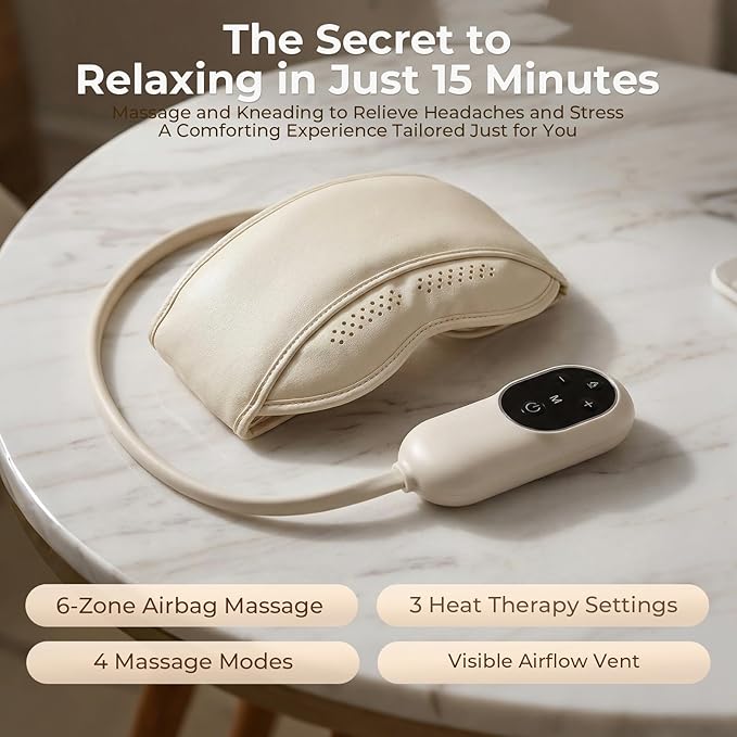 WELLPATH Electric Head Massager for Headaches, Eye Massager with Heat, Rechargeable Head and Eye Massage for Stress Relax, Fatigue, Ideal for Rest & Relaxation, Best Gift for Mom/Dad WELLPATH