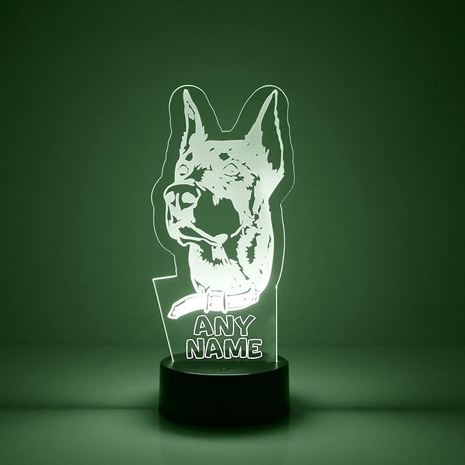 Dog LED Light for Dog Lovers, Custom Engraved with Your Name or Text, Includes Remote with 16 Colors (German Shepherd) - Bloomnest