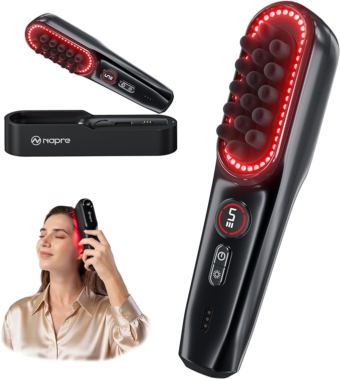 NAPRE Electric Scalp Massager,Head & Hair Massager Scalp Stress Relax,Cordless Handheld Muscle Massager with Horizontal Vibration for Face,Neck,Shoulder & Body,with Charging Dock Napre