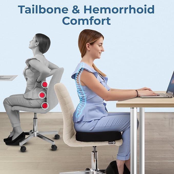 5 STARS UNITED Donut Pillow Hemorrhoid Tailbone Cushion – Large Cushion for Pain Relief – Coccyx, Prostate, Sciatica, Pelvic Floor, Pressure Sores, Pregnancy, Postpartum Recovery, Black - Bloomnest