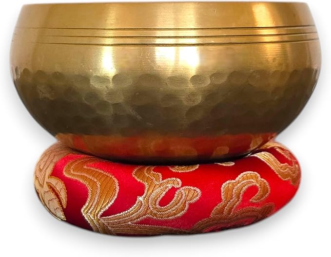 4" Hand-Hammered Tibetan Singing Bowl Set – Includes Wooden Mallet, Handmade Cushion & Hand-Stitched Case – Meditation, Sound Healing & Yoga Tool – Made in Nepal - Bloomnest
