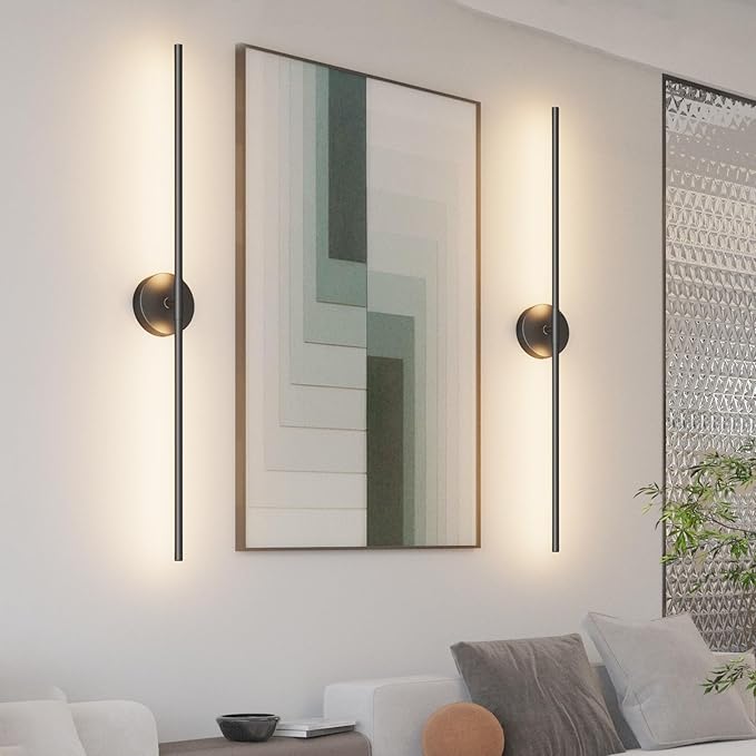 40In Hardwired Modern Wall Sconce for Bathroom Black Vanity Light Fixture 3000K Bathroom Sconce 360° Rotate Warm Light for Bedroom Living Room - Bloomnest