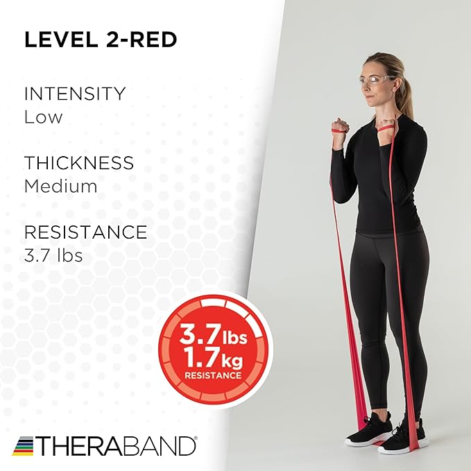 THERABAND Resistance Band 25 Yard Roll, Non-Latex Professional Elastic Stretch Bands for Upper & Lower Body Exercise Workouts, Physical Therapy, Lower Pilates, Flexibility, & Rehab, Dispenser Box - Bloomnest