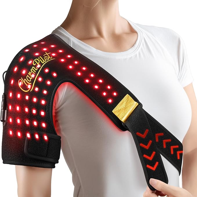 Red Light Therapy for Shoulder, Near-Infrared Light Therapy Pad, 660nm and 850nm Shoulder Therapy Strap (86LEDs), Heating Shoulders Pads, Gift for Pain Relief - Bloomnest